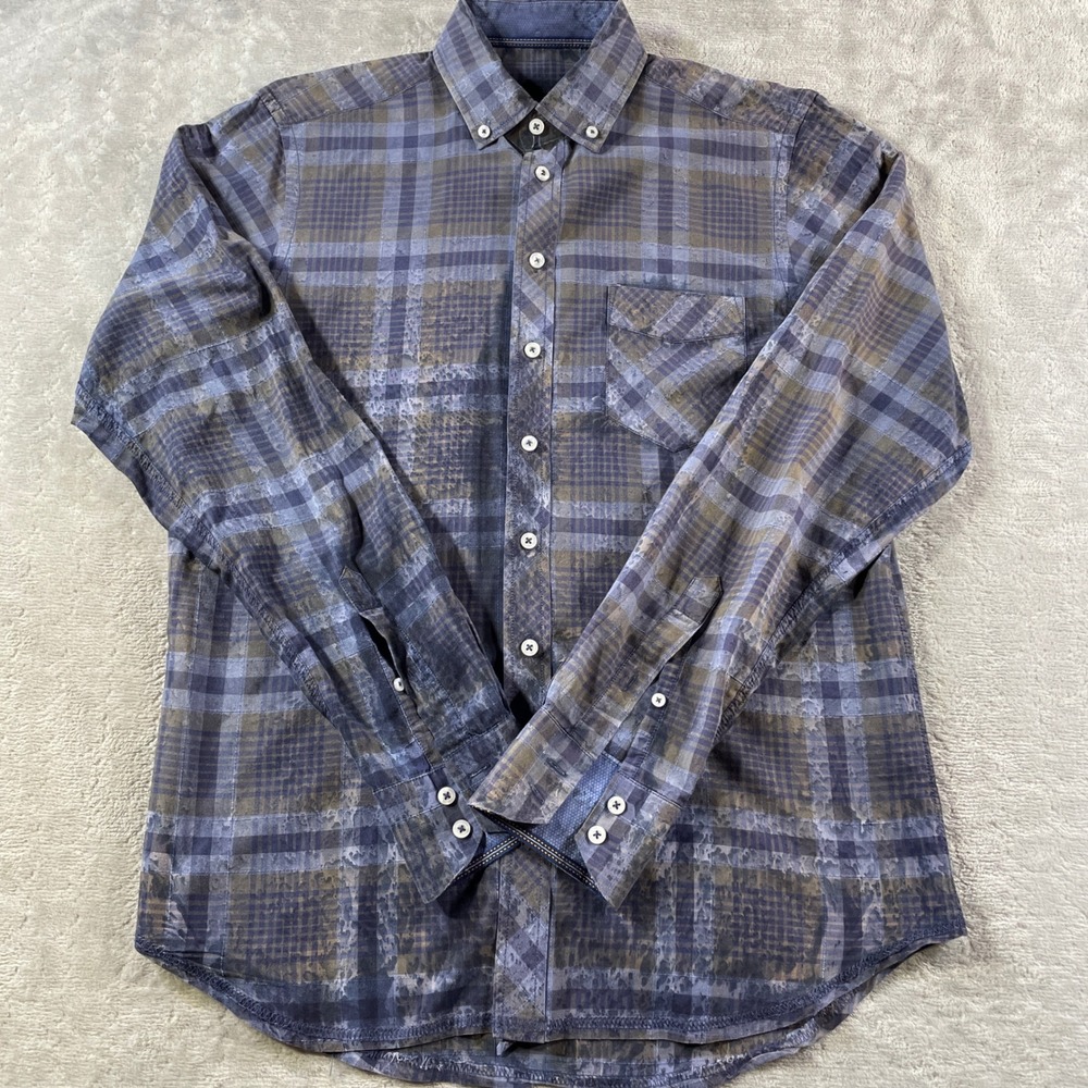 Georg Roth‎ Shirt Mens Medium Plaid Office Casual Preppy Turkey Cotton Luxury